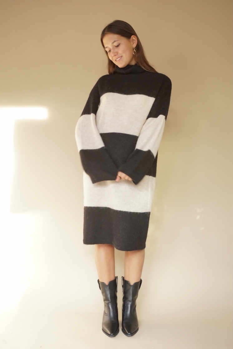 SlfAlva LS knit dress Black/Birch