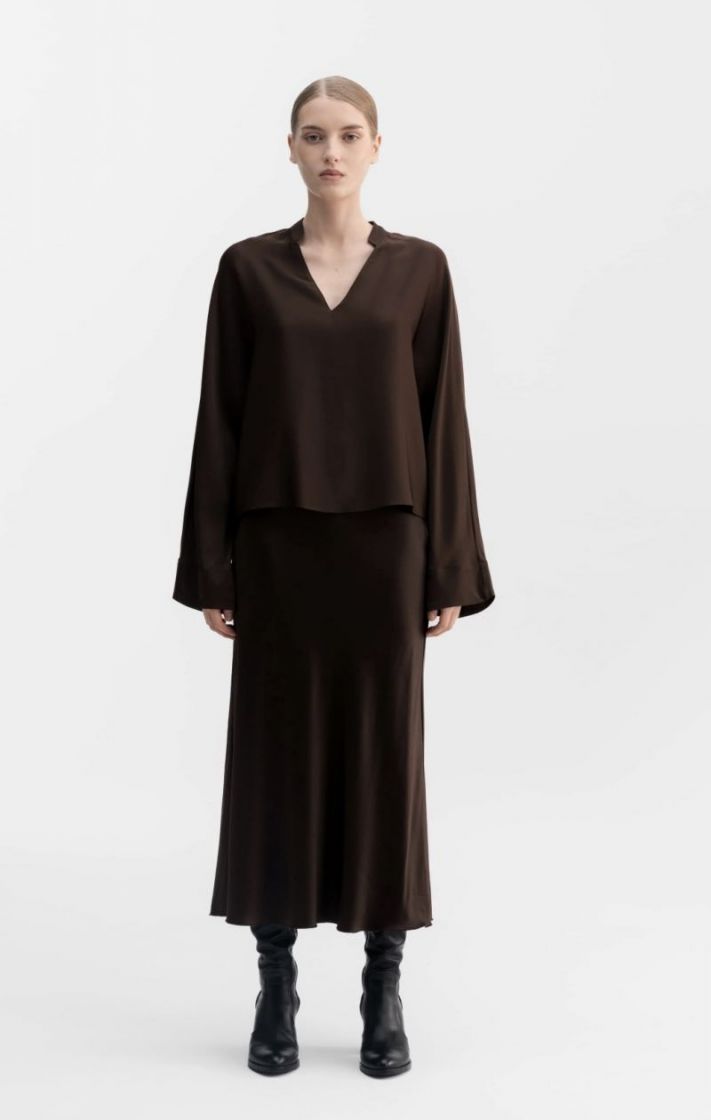 Hana satin skirt  Dark Brown