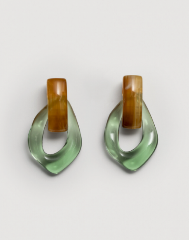 Mya Resin Earring set Amber/Green