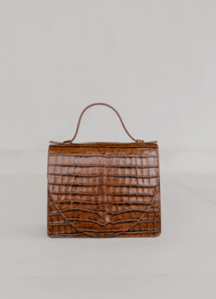 Mini Briefcase Croco Cognac Gl