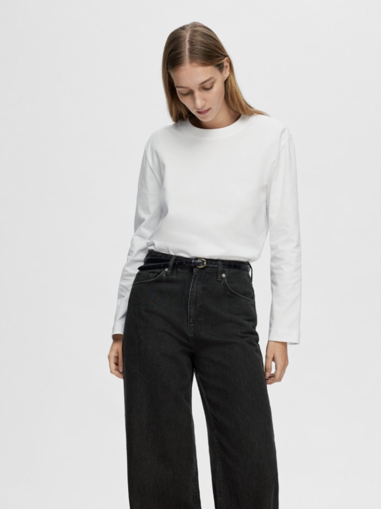 Slfessential ls boxy tee noos Bright White