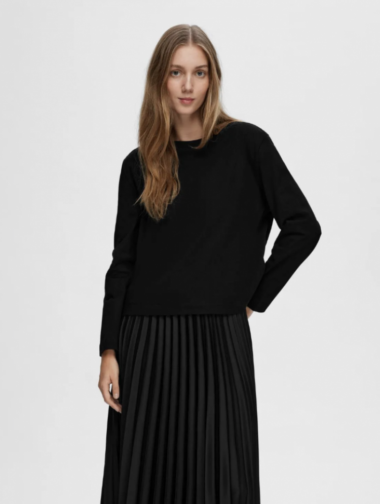 Slfessential ls boxy tee noos Black