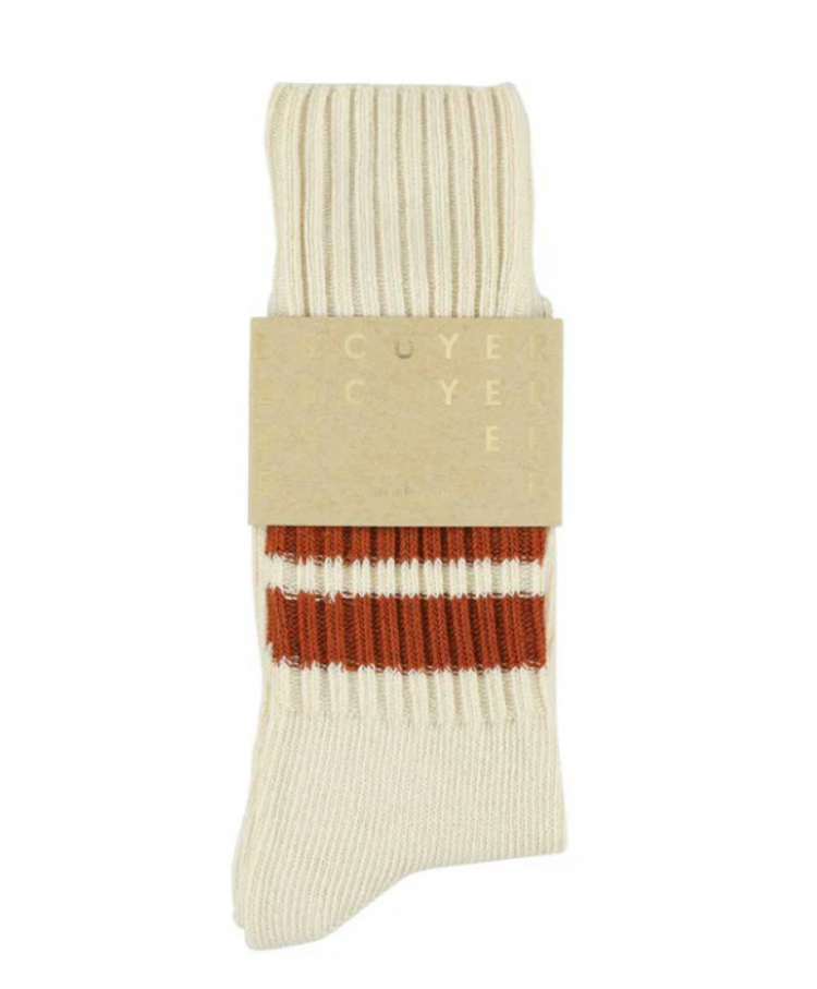 Crew Stripes Socks Ecru/Brick