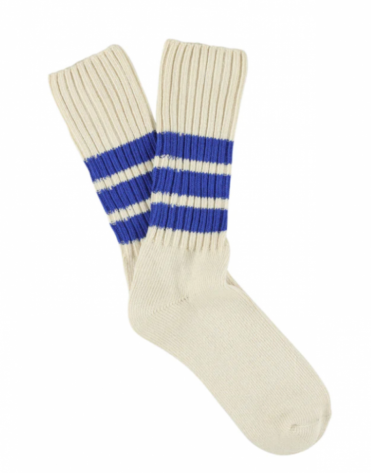 Crew Stripes Socks Ecru/Bright Blu