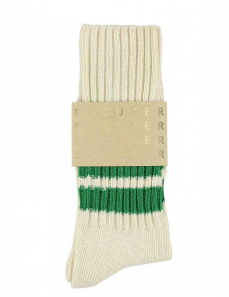 Crew Stripes Socks Ecru/Green