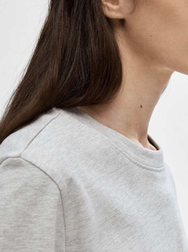 SlfEssential SS Boxy tee Light Grey Mela