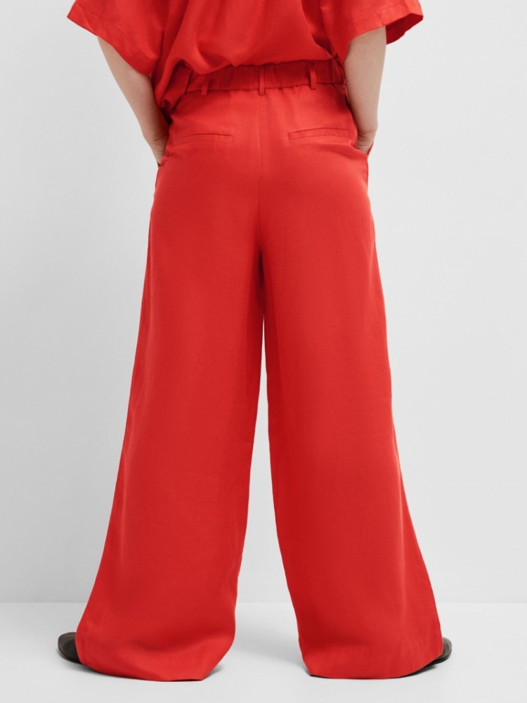 SlfLyra HW wide linen pant Flame Scarlet 