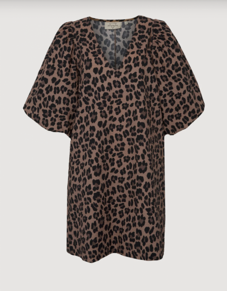 Idris seersucker dress short Leopard