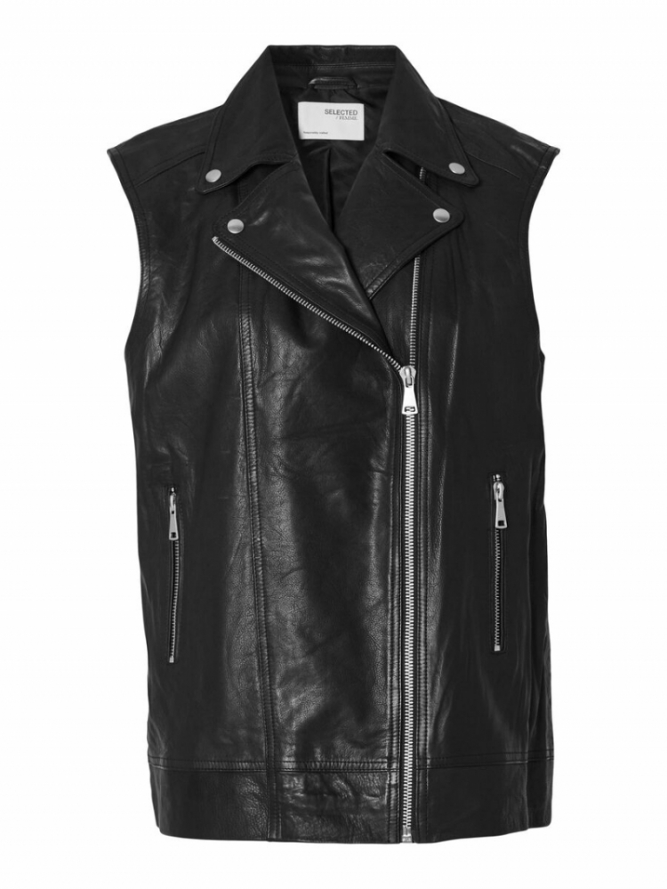 SlfMia madison leather vest Black