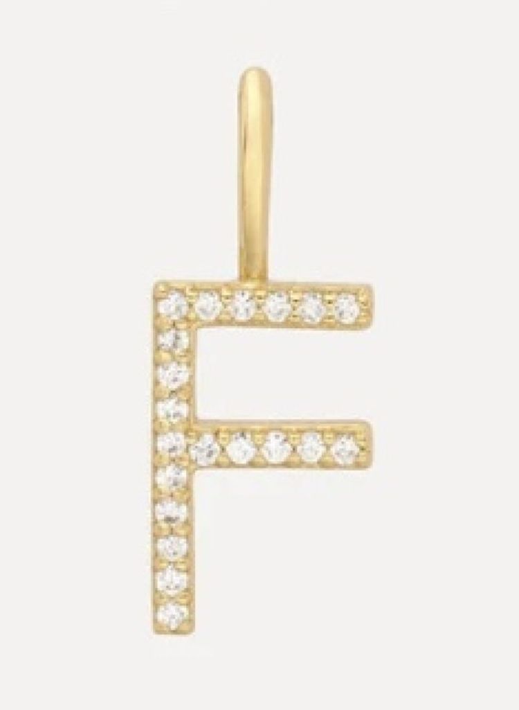 Initial strass Charm F Gold