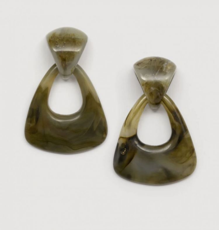 Merel Resin earring set  Green Marble