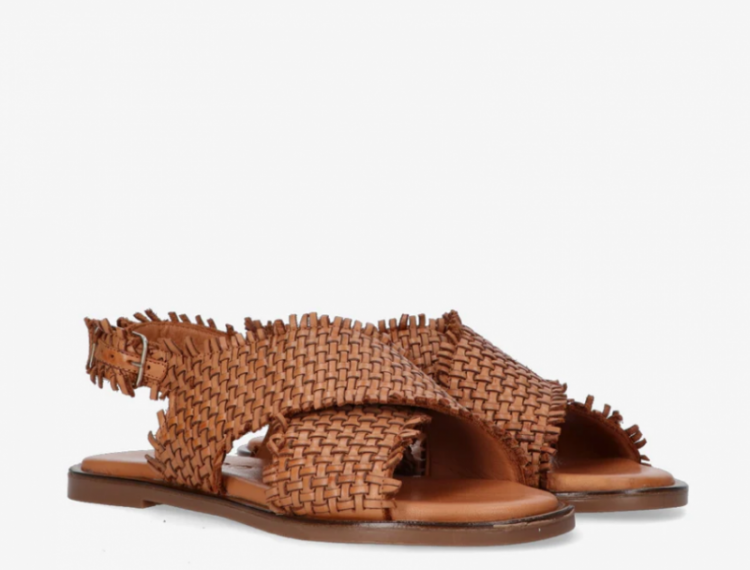 Pixie 1-b cross woven sandal Cognac