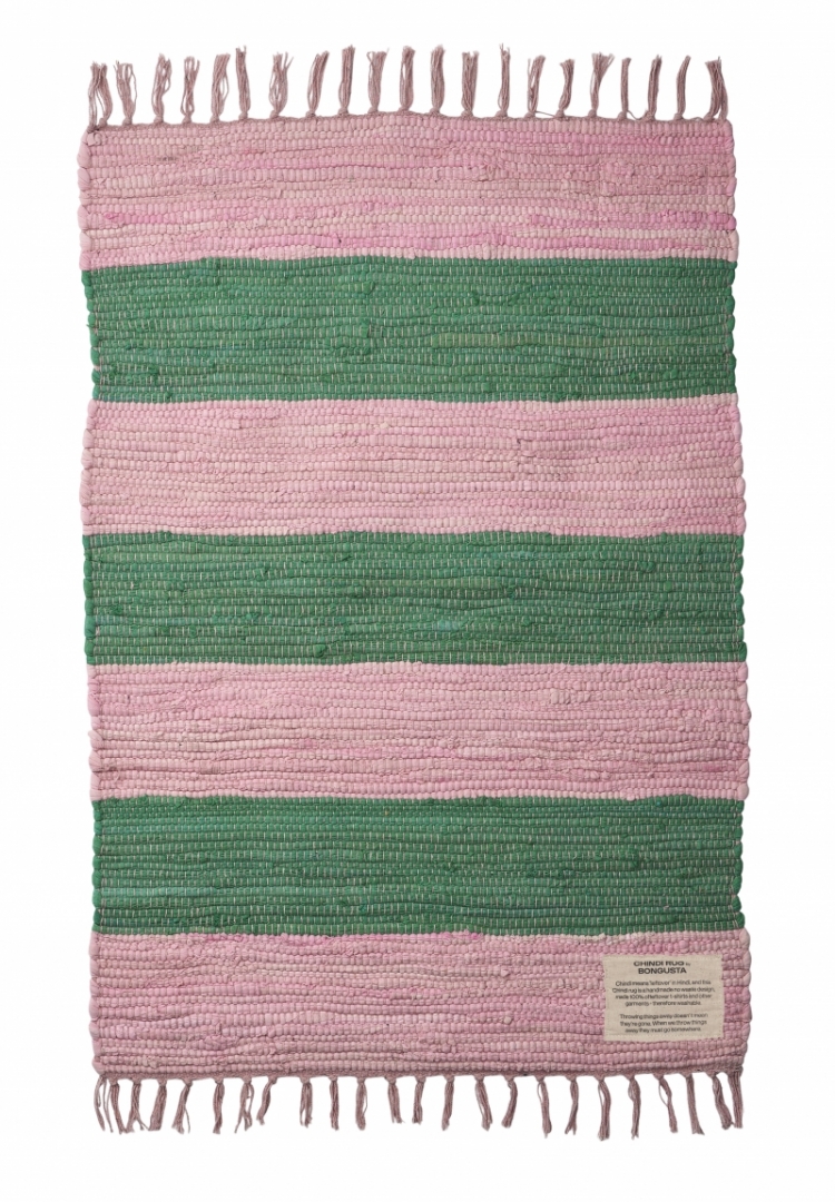 Chindi Rug 60x90 Pink & grass