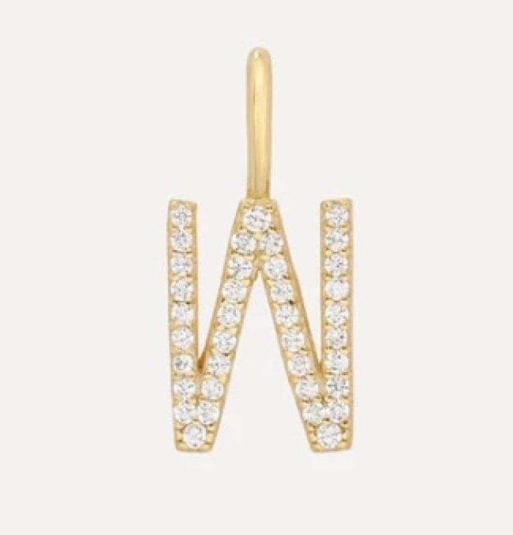 Initial strass charm W gold