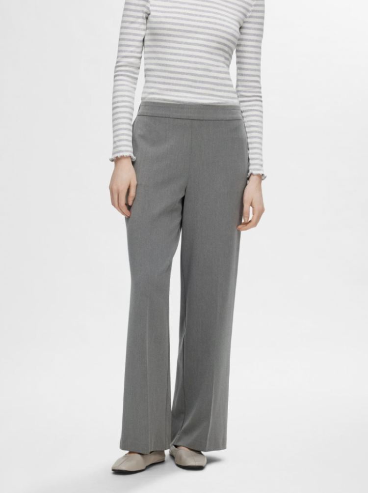 Slfemma tara mw wide pant noos medium grey mel