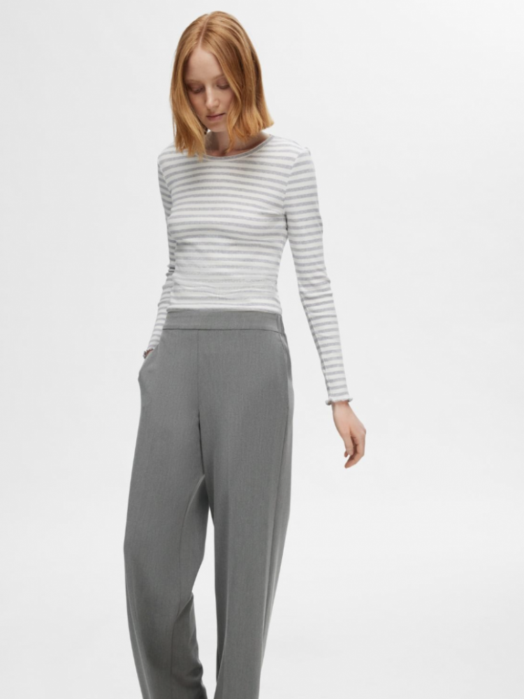 Slfemma tara mw wide pant noos medium grey mel
