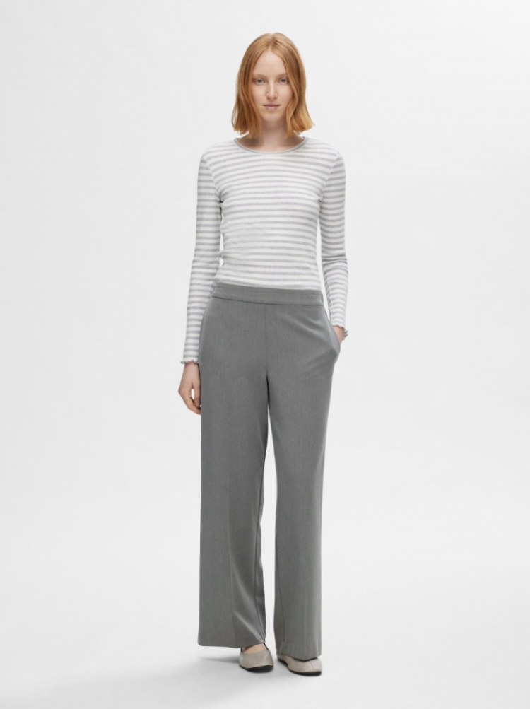 Slfemma tara mw wide pant noos medium grey mel