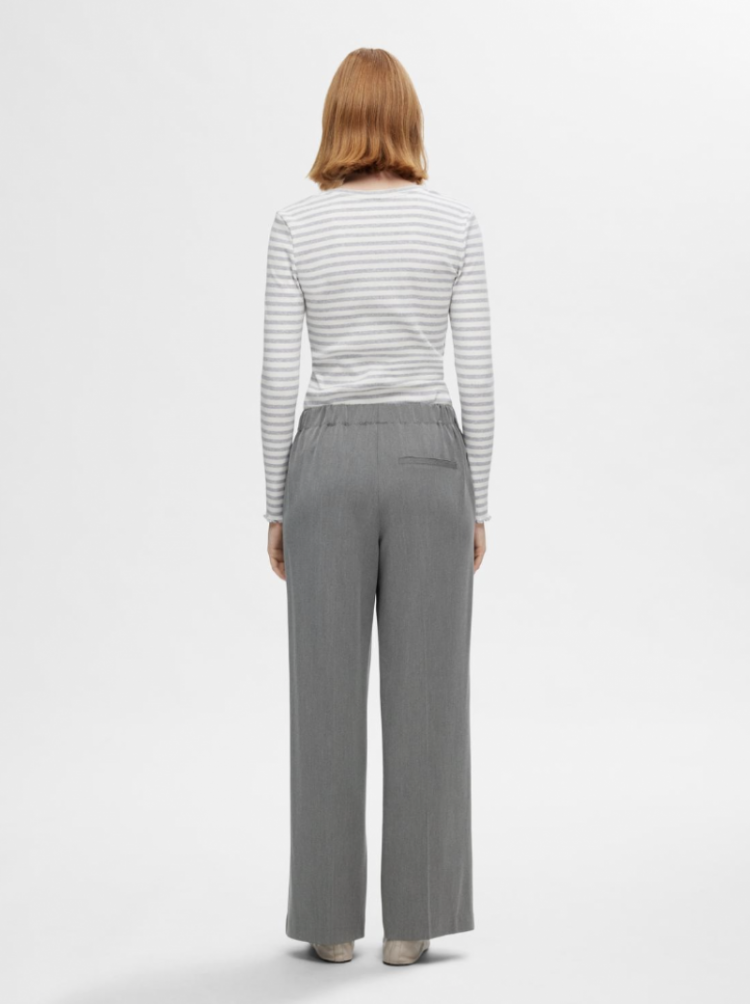 Slfemma tara mw wide pant noos medium grey mel