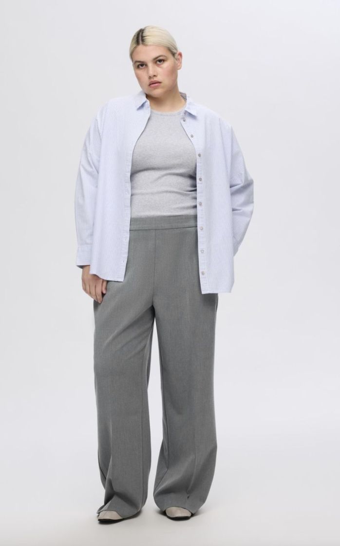 Slfemma tara mw wide pant noos Medium grey mel