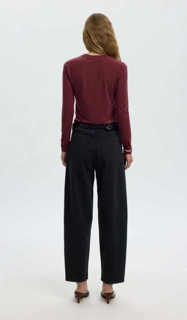 Slfmanja LS o-neck noos tawny port