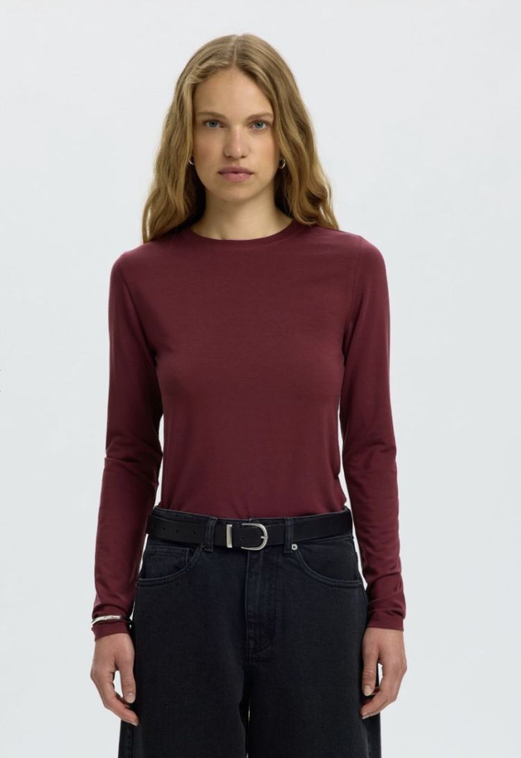 Slfmanja LS o-neck noos tawny port