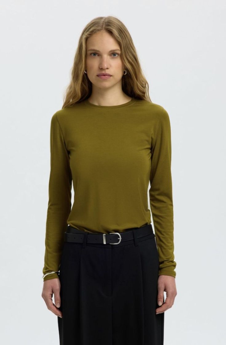 Slfmanja LS o-neck noos Fir green