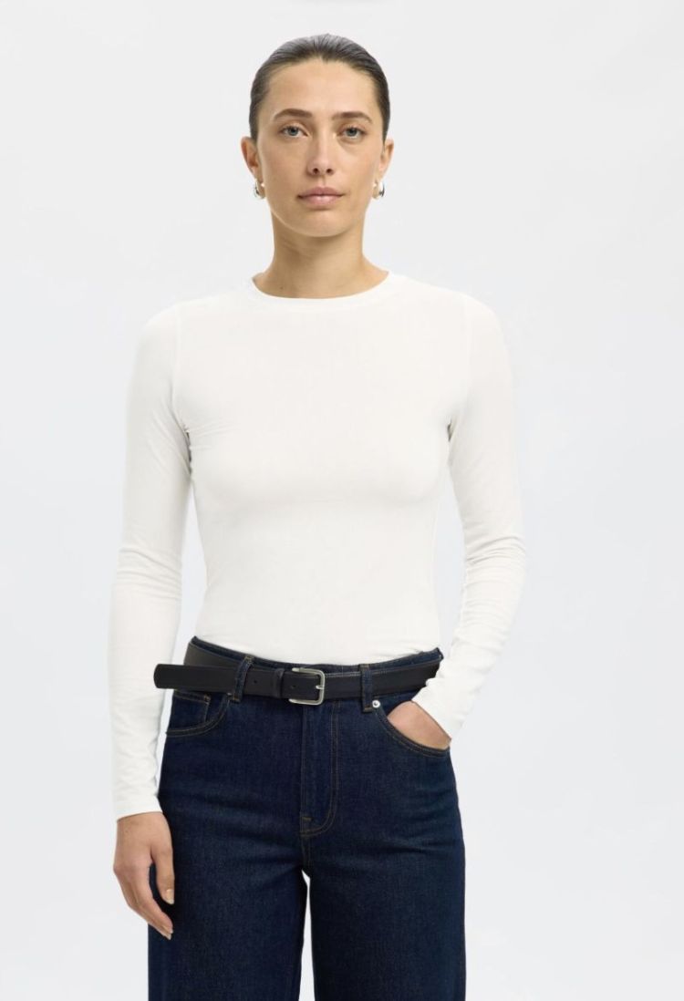 Slfmanja LS o-neck noos snow white