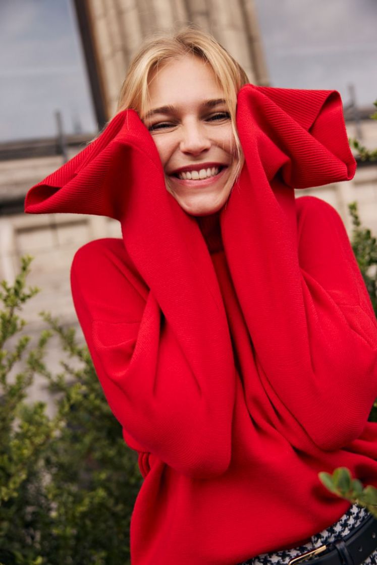 slfkamma ls knit roll neck noo equestrian red