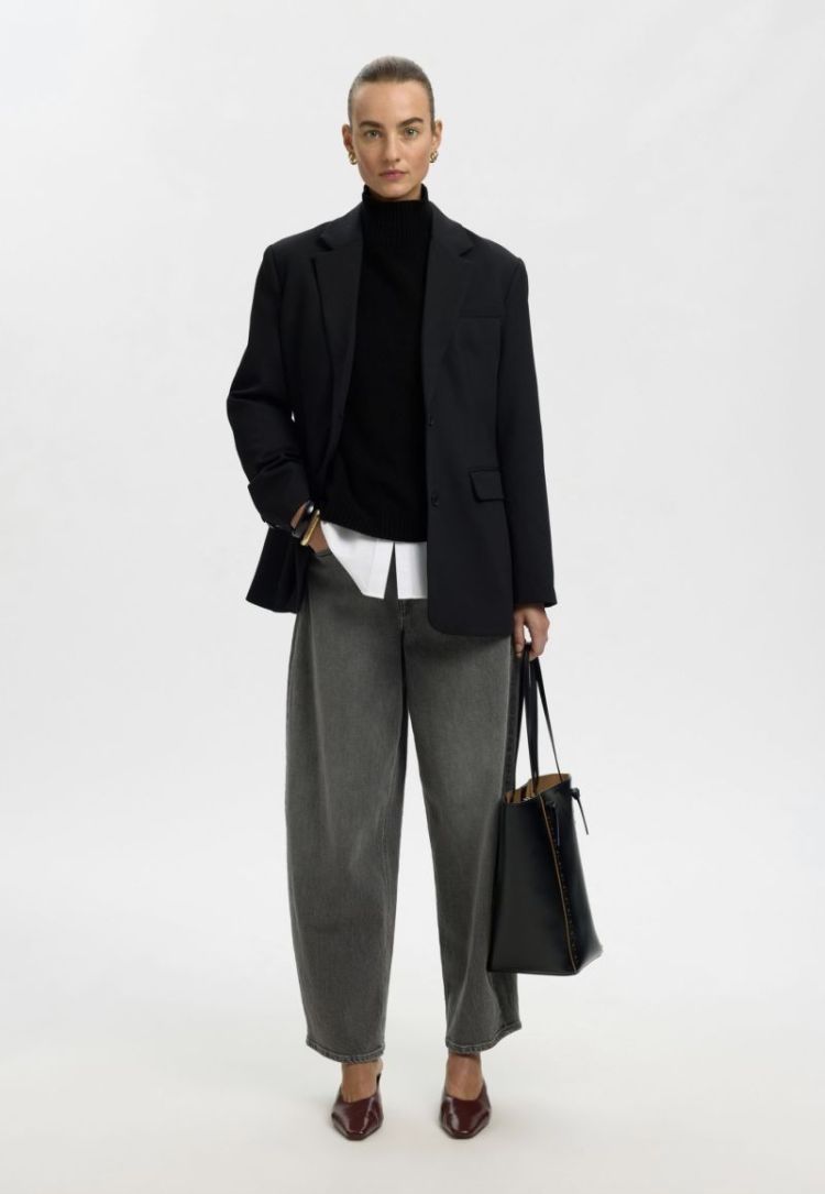slfcille ls knit high neck noo Black