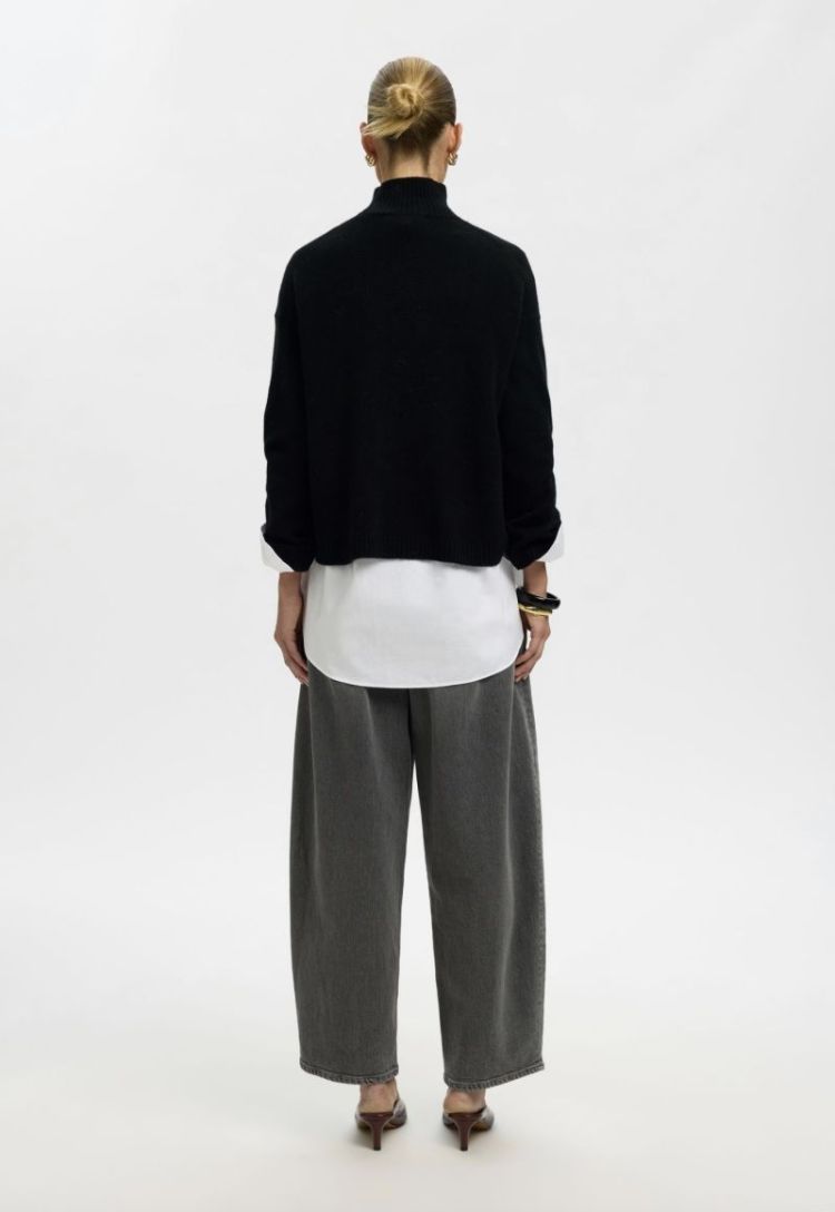 slfcille ls knit high neck noo Black