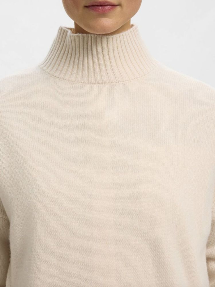 slfcille ls knit high neck noo Snow white