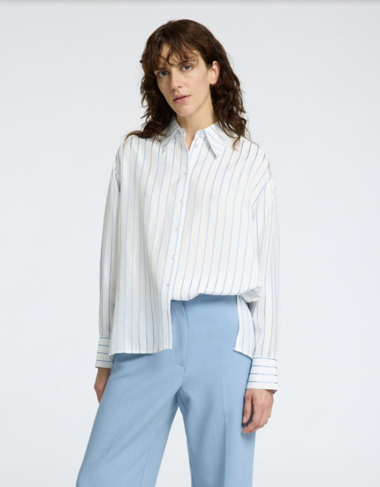 SlfMairin LS Striped Shirt B Bright White en