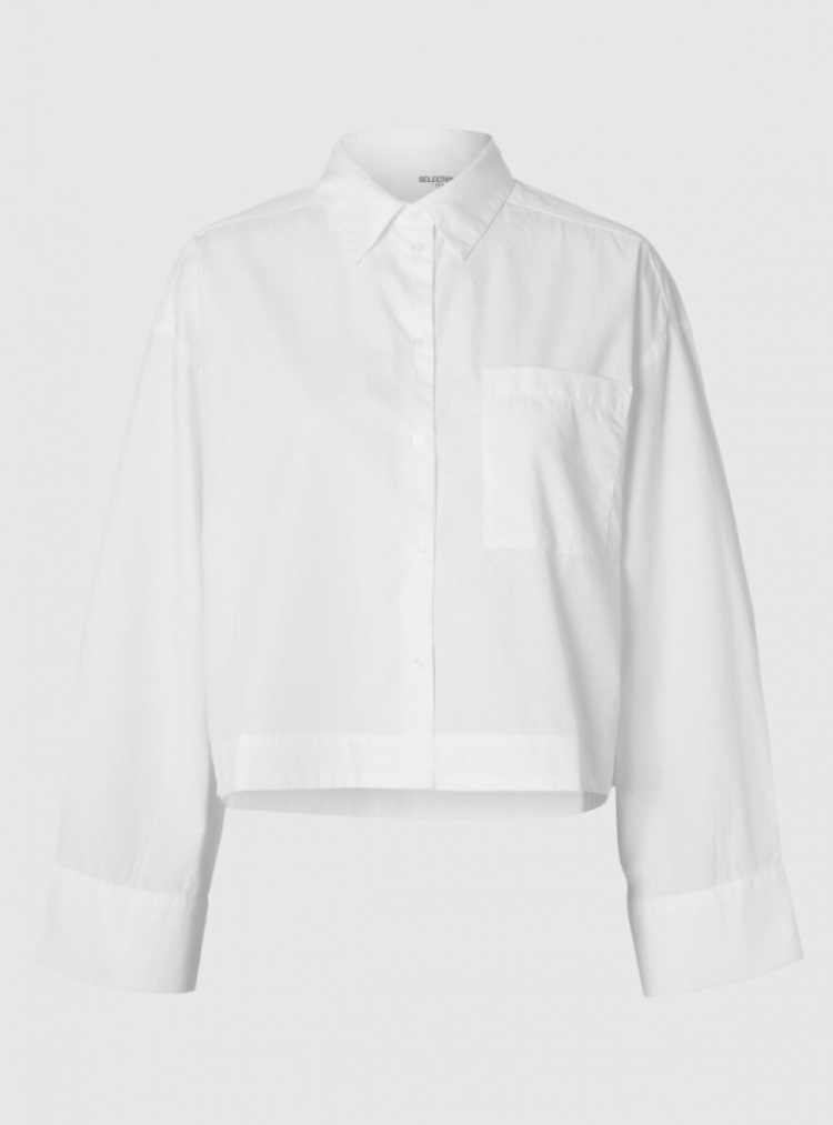 Slfashta cropped boxy shirt Bright White