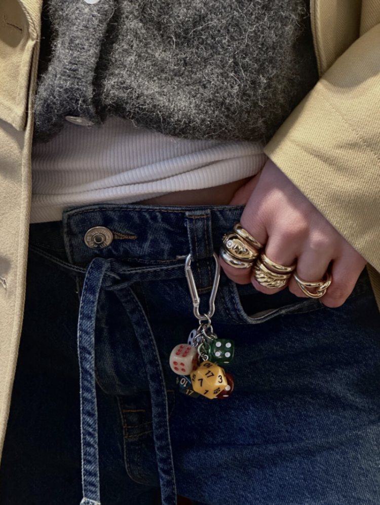 bag charm dice multi