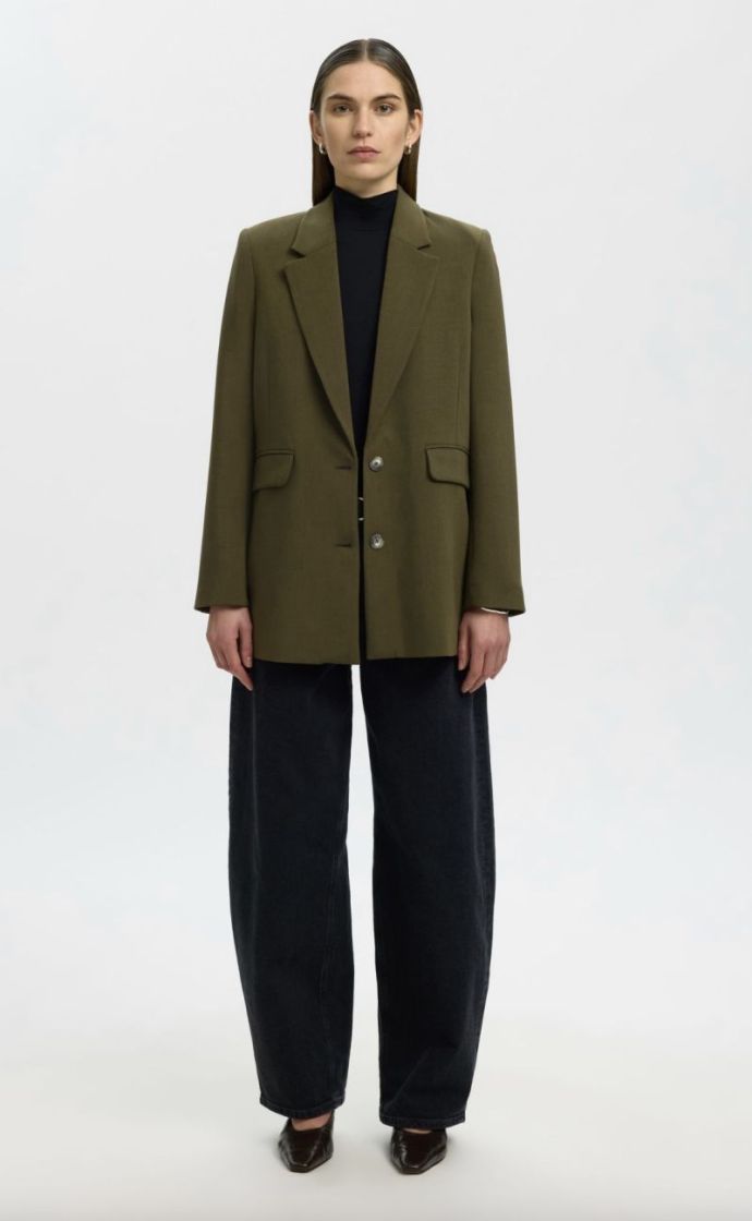 Slfrita LS relaxed blazer mel Fir green