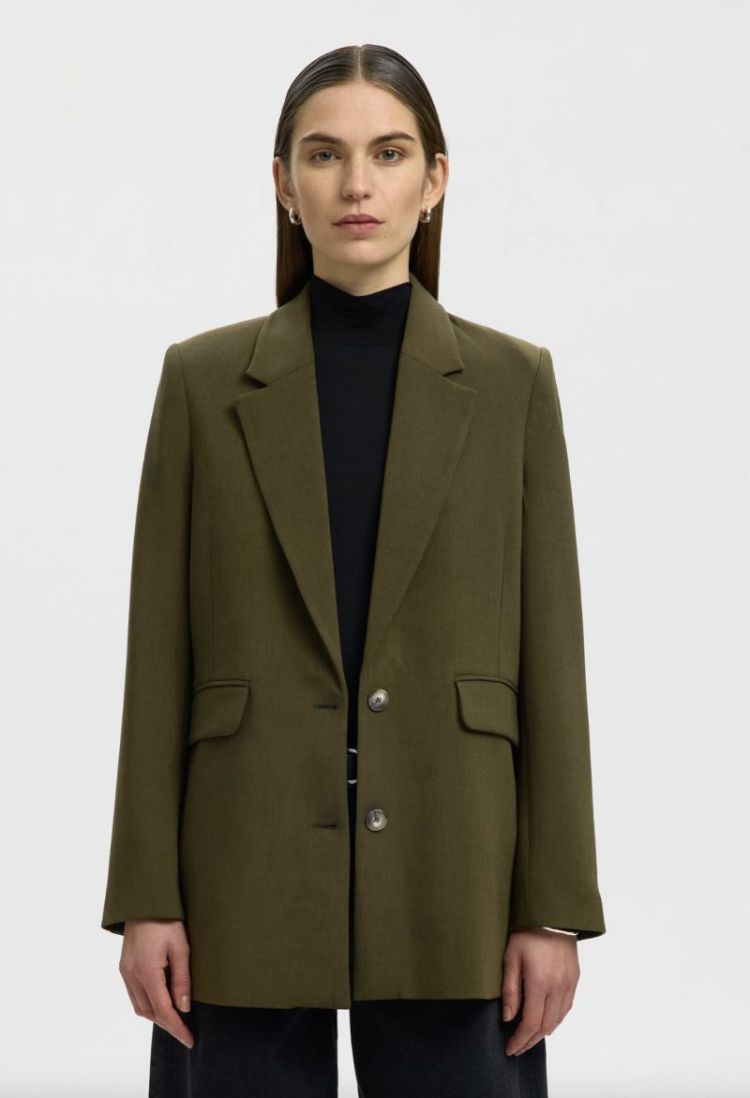 Slfrita LS relaxed blazer mel Fir green