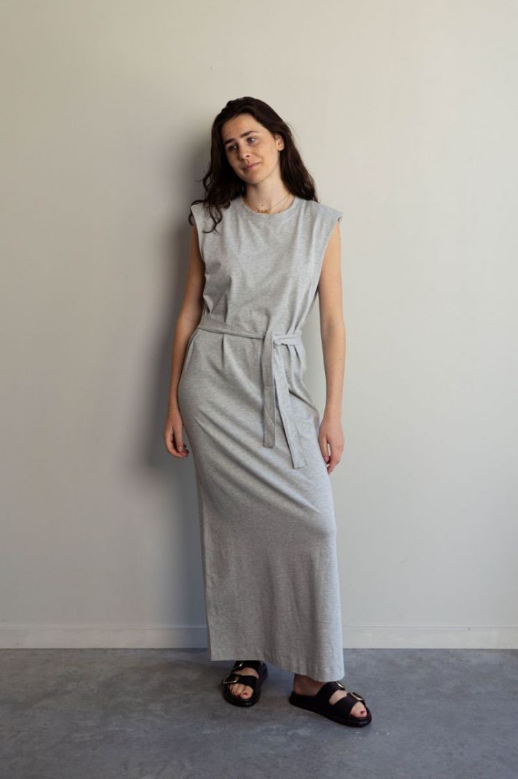Slfhalley SL Shoulderpad dress light grey mela