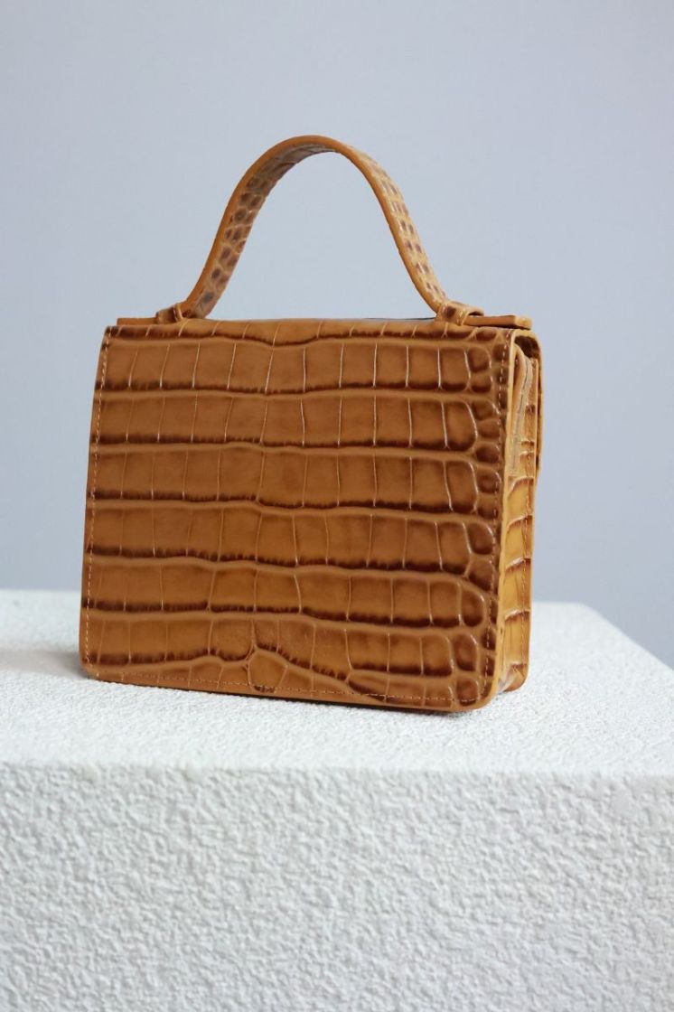 Micro Briefcase  Walnut Croco