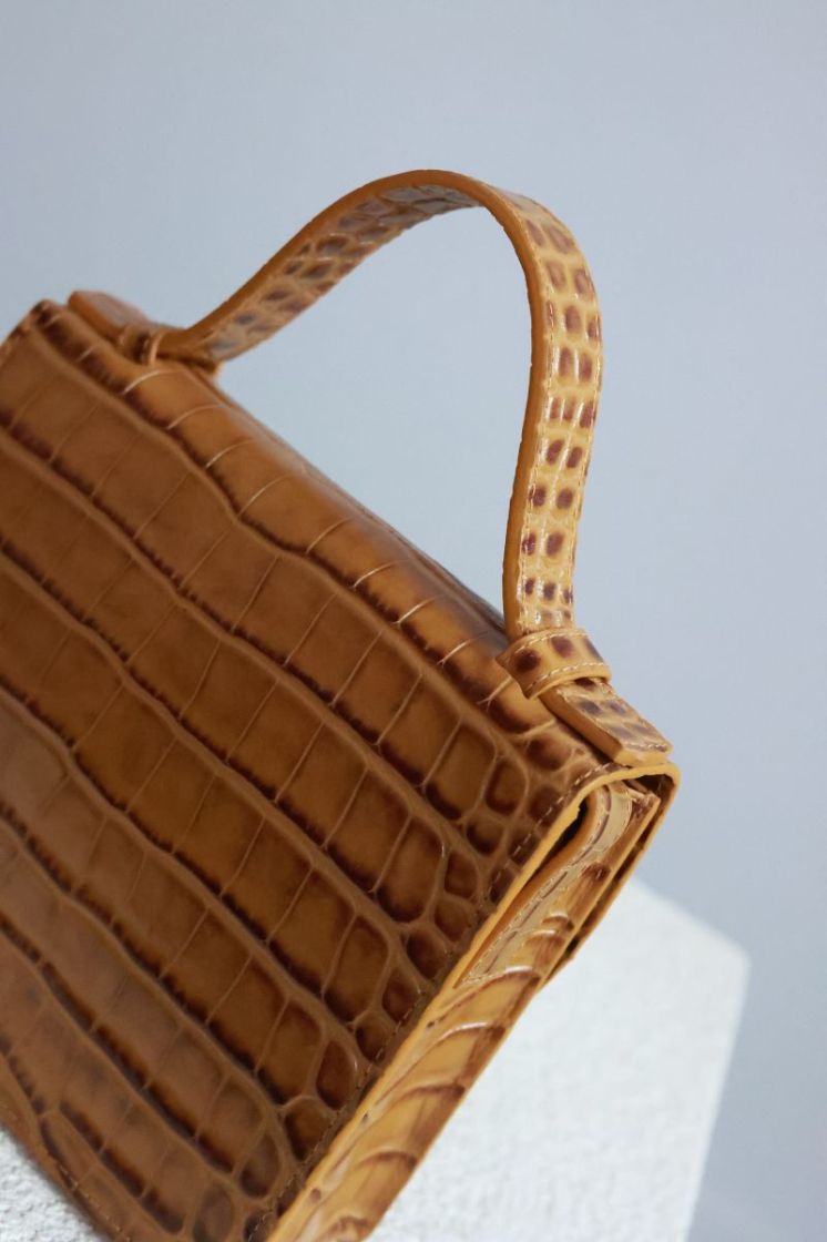 Micro Briefcase  Walnut Croco