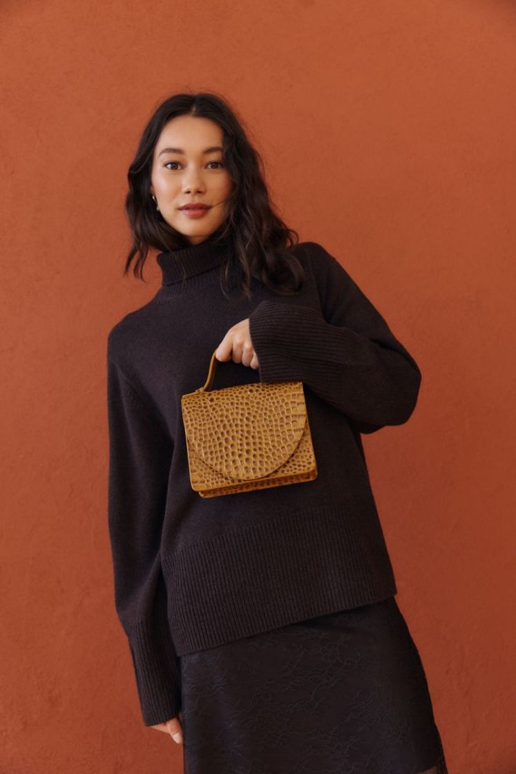 Micro Briefcase  Walnut Croco