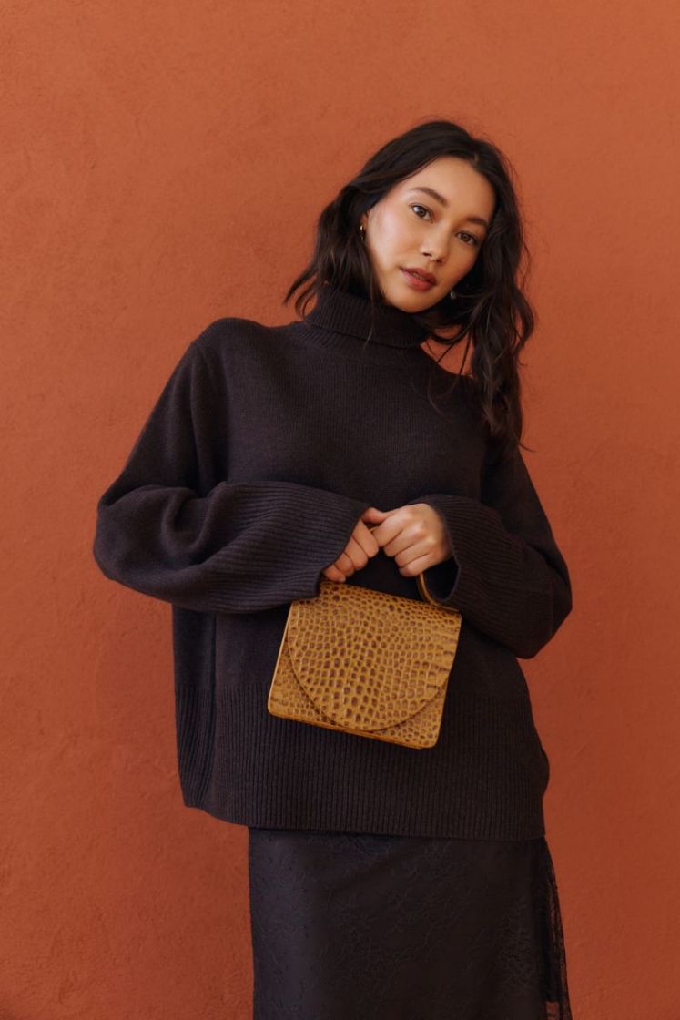 Micro Briefcase  Walnut Croco