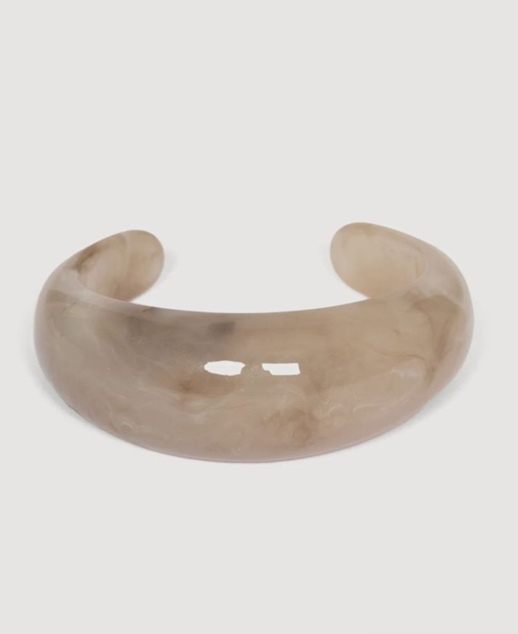 Resin bangle round open taupe