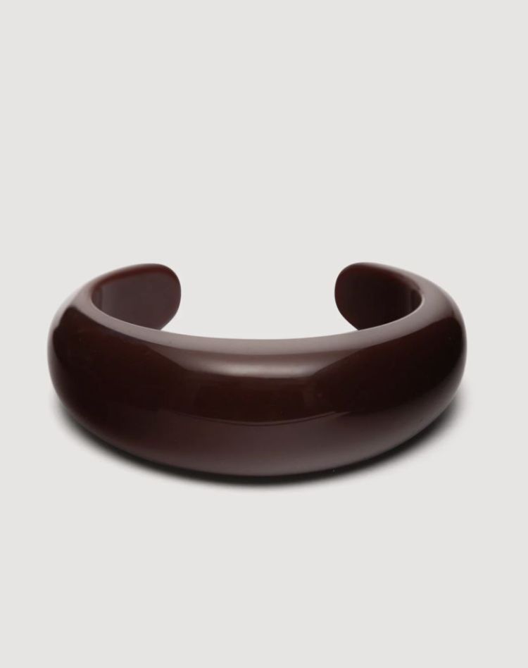 Resin bangle round open burgundy