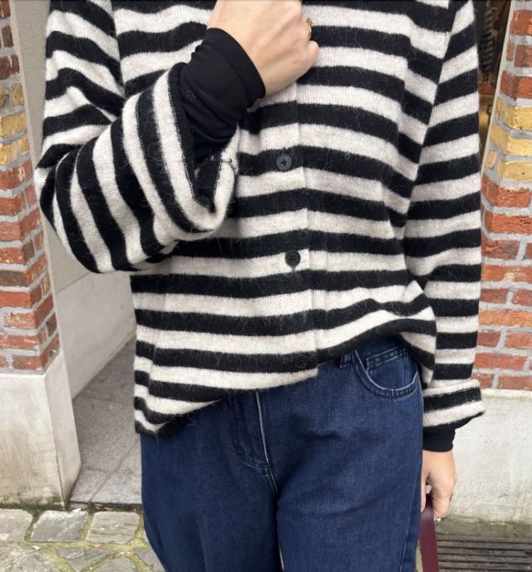 Slflulu new ls knit cardigan Black/Birch str