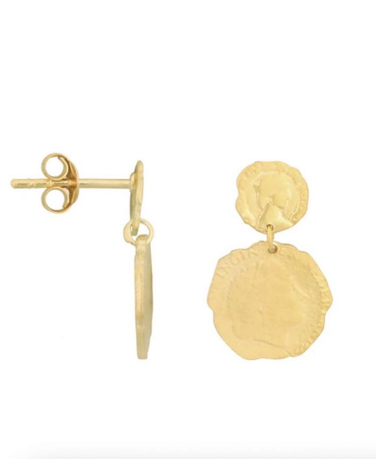 Ten cent double stud earring Gold