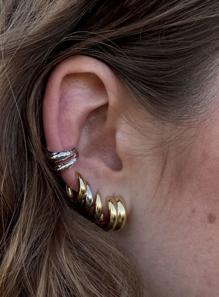 June hammered ear cuff double Silver