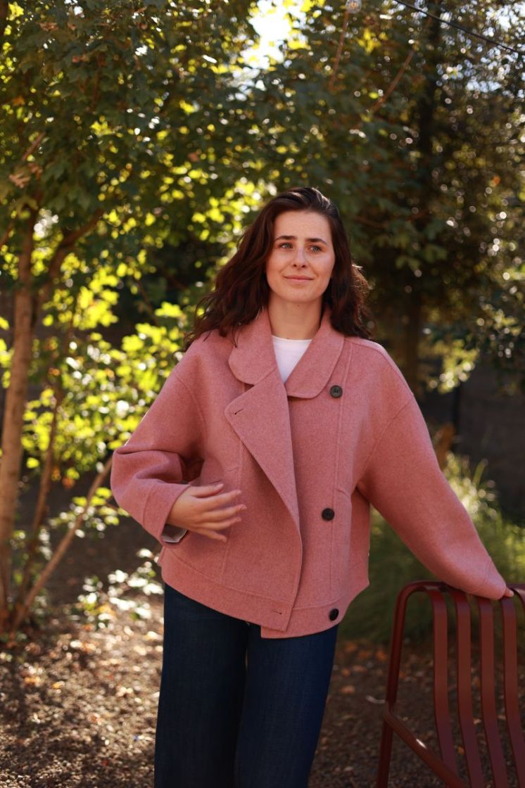 Manteau court pol chale Pink