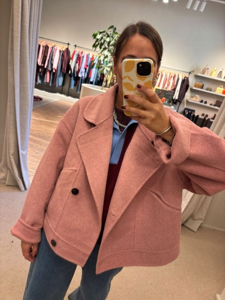 Manteau court pol chale Pink