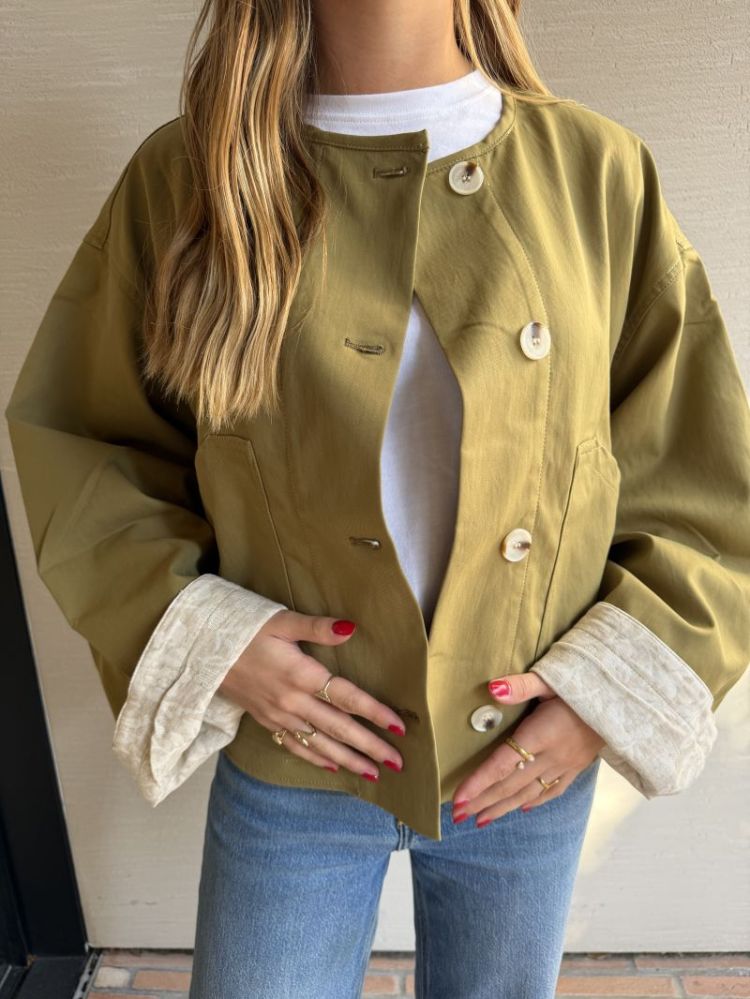 Veste courte ML bord boutons Light kaki