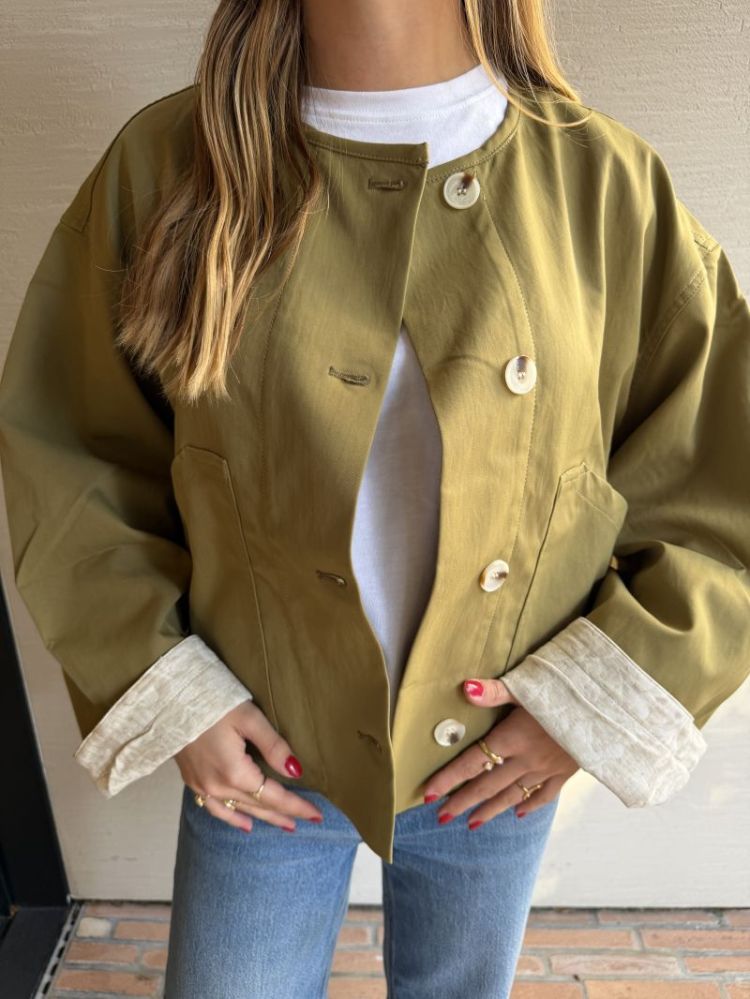 Veste courte ML bord boutons Light kaki